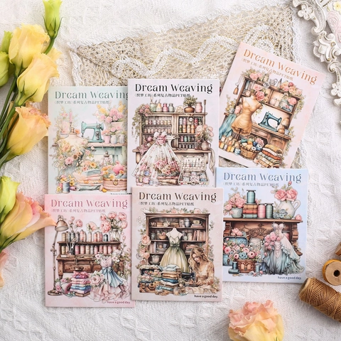 Vintage PET Näh-Thema Aufkleber Pack Wasserdicht Floral Kleid Nähmaschine Journaling Scrapbooking DIY Deko Aufkleber