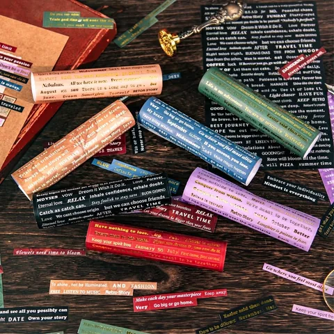 Retro Story Lot de Stickers Citations Anglaises Style Magazine Vintage pour Décoration de Journal et Planner DIY