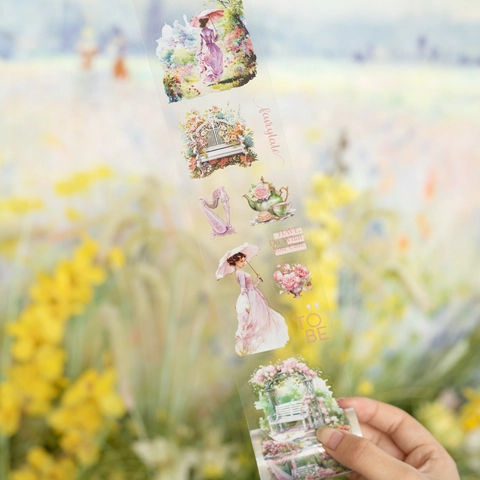Vintage Victorian PET Decorative Tape Floral Lady Architecture Patterns Die Cut Tape For Scrapbooking DIY Journaling Arts Crafts