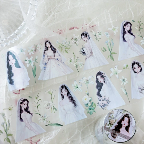 Nastro PET Serie Elegant Life Vintage Ragazza Floreale Nastro Adesivo Decorativo per Scrapbooking DIY Diario Adesivi