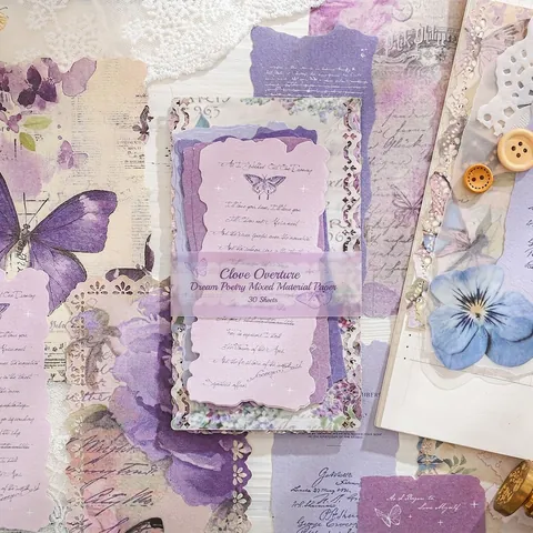 Vintage Hollow Out Scrapbook Material Paper 25 Sheets Butterfly Floral Lace Decorative DIY Journaling Crafting Paper