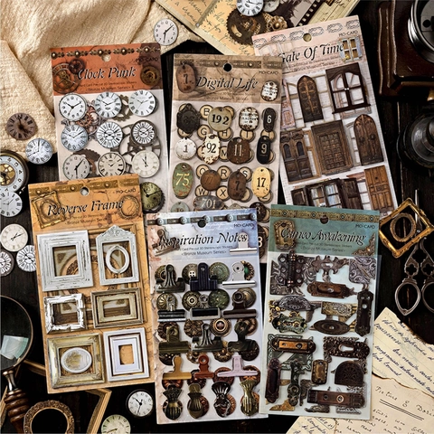 Mo-Card Bronze Museum Series 3D Σκληρό Χαρτόνι Ρετρό Steampunk Αυτοκόλλητα Για Scrapbooking DIY Διακόσμηση