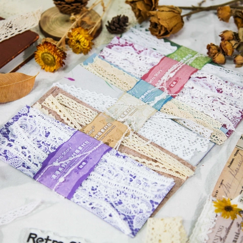 Vintage Retro Story Romance Serie DIY Scrapbooking Pack de Material Con Cintas de Encaje Y Papel Decorativo Para Manualidades