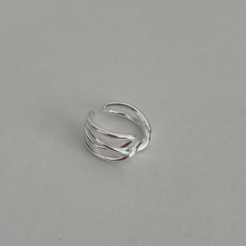 925 Sterlingsilber Minimalistisch Verflochtene Kreuzlinien Offener Ring Für Damen Hochglanzpoliert Verstellbarer Finger Schmuck