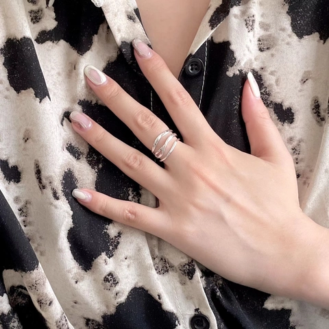 925 Sterling Silver Multi Layer Wave Open Ring For Women Minimalist Geometric Adjustable Fashion Jewelry Finger Ring