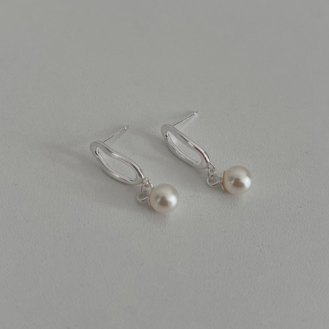 925 Sterlingsilber Geometrische Ovale Hohle Ohrstecker Mit Künstlicher Perle Moderne Ins Stil Damen Schmuck