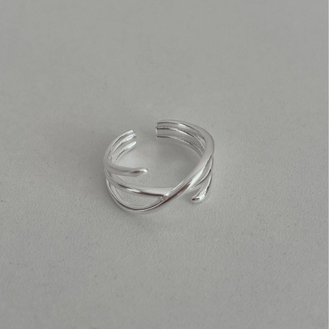 925 Sterling Silver Multi Layer Interwoven Open Ring Minimalist Geometric Adjustable Retro Hip Hop Jewelry For Women