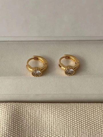 Orecchini a Cerchio in Argento Sterling 925 Per Donna Placcati in Oro 18K Piccoli Orecchini a Bottone Tondi con Strass Gioielli Vintage