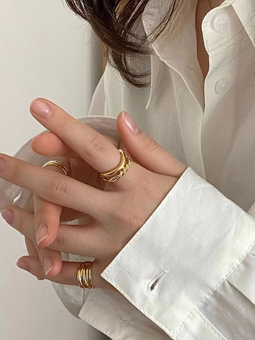 Minimalistisch 925 Sterlingsilber Geknoteter Doppelschicht Offener Ring Für Damen Verstellbarer Individueller Mode Schmuck Gold Silber Farbe