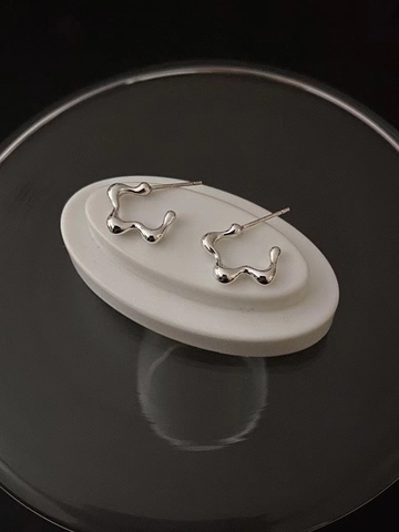 Boucles d'Oreilles Clous en Argent Sterling 925 Forme de Vague Irrégulière Style Métal Liquide Minimaliste Or Argent Femme Bijoux