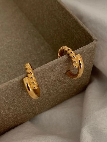 Orecchini a Bottone in Argento Sterling 925 a Spirale per Donna Sofisticati Placcati in Oro 18K Gioielli Minimalisti Vintage