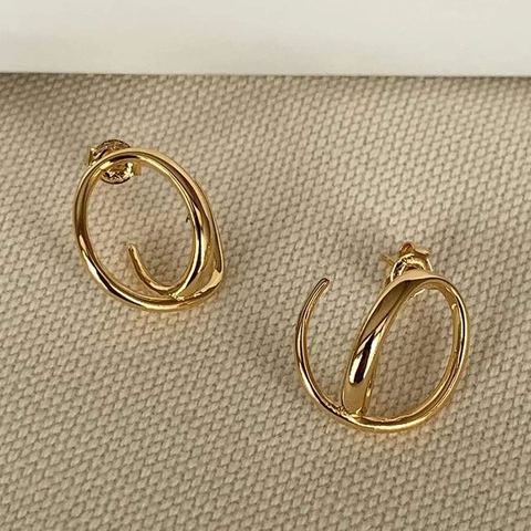 Orecchini a Lobo in Argento Sterling 925 a Doppio Cerchio Torsione Stile Coreano Ins Minimalista Geometrico per Donna Gioielli Designer