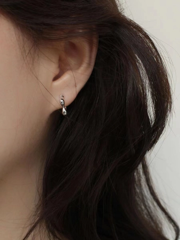 Boucles d'Oreilles Clous en Argent Sterling 925 Forme de Vague Irrégulière Style Métal Liquide Minimaliste Or Argent Femme Bijoux
