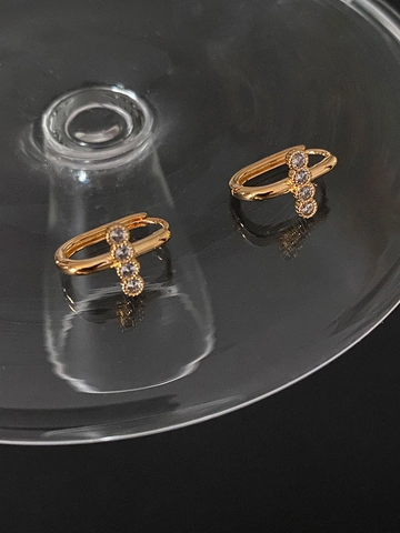 925 Sterling Silver Rhinestone Hoop Earrings Minimalist Gold Plated Huggie Korean Style Delicate Jewelry For Women Daily Wear
