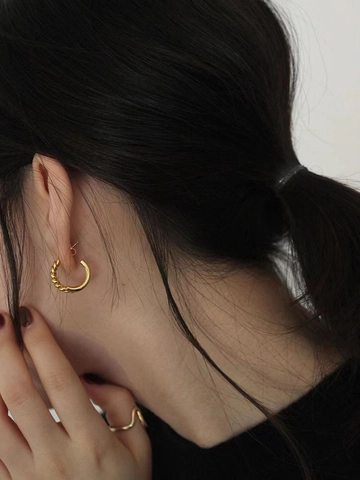 Orecchini a Bottone in Argento Sterling 925 a Spirale per Donna Sofisticati Placcati in Oro 18K Gioielli Minimalisti Vintage