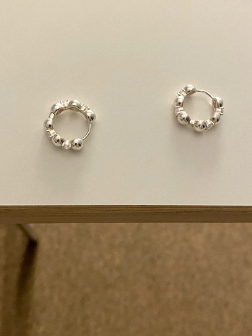 Orecchini a Cerchio con Perline in Argento Sterling 925 Con Strass Minimalista Fibbia Geometrica Donna Gioielli Oro Argento