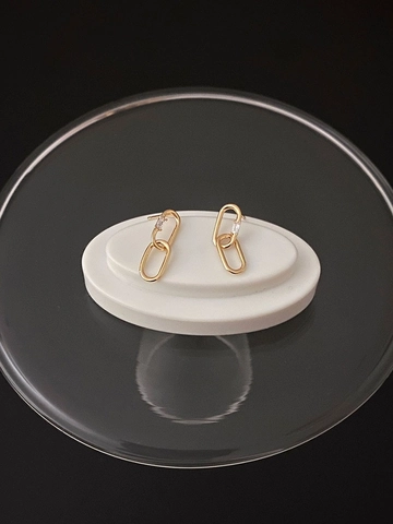 925 Sterling Silver Interlocking Oval Stud Earrings Minimalist Gold Silver Plated Geometric Rhinestone Earrings For Women Jewelry