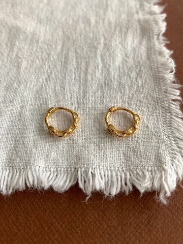 925 Sterling Silver Chain Link Texture Hoop Earrings For Women Vintage Minimalist Gold Silver Plated Huggie Earrings Fine Jewelry
