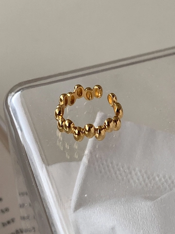 Korean Style 925 Sterling Silver Open Ring For Women Minimalist Adjustable Rice Grain Beaded Finger Ring Jewelry Gift