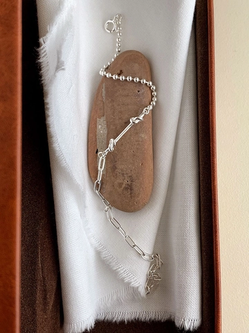 Bracciale a Nodo in Argento Sterling S925 Minimalista per Donna Stile Designer di Nicchia Moda Coreana Gioielli Eleganti