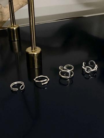925 Sterlingsilber Bambus Ring Für Damen Nischendesign Verstellbar Offener Ring Minimalistisch Geometrisch Fingerring Schmuck Geschenk