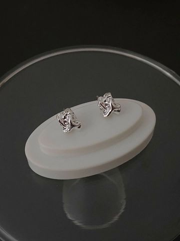 Boucles d'Oreilles Clous en Argent Sterling 925 Organiques Irrégulières pour Femme Métal Liquide Texture Lave Bijoux