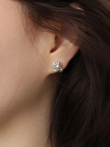 Boucles d'Oreilles Clous en Argent Sterling 925 Organiques Irrégulières pour Femme Métal Liquide Texture Lave Bijoux