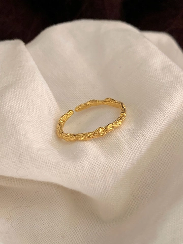 Vintage 925 Sterling Zilver Gehamerde Textuur Ring Voor Vrouwen Minimalistisch Zirconia Verguld Verstelbare Open Dunne Ring