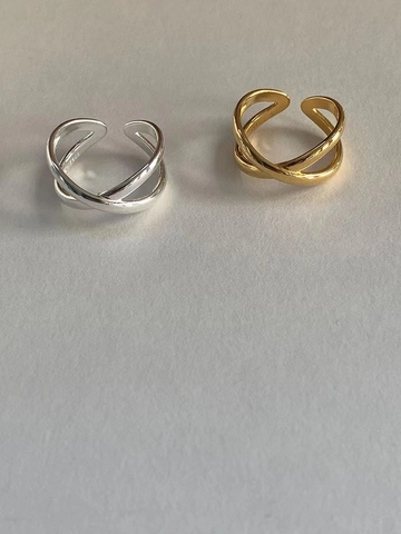 Anello a Doppio Strato in Argento Sterling 925 Incrociato per Donna Struttura Intrecciata Coreana Anello Aperto Regolabile