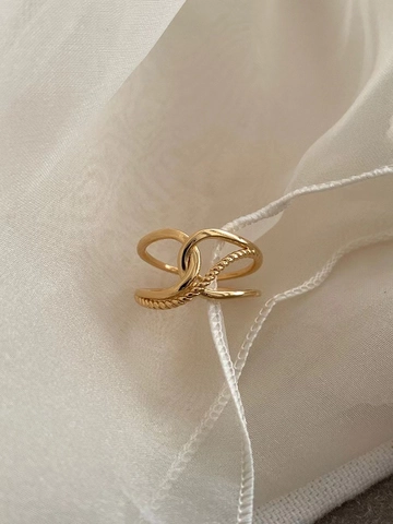 925 Sterlingsilber Ring Für Damen Koreanisches Nischendesign 18K Vergoldet Überkreuzt Gedreht Verstellbar Ring Schmuck