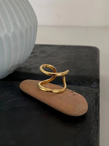 Anello Aperto a Doppio Strato Cavo in Argento Sterling 925 per Donna Regolabile Placcato Oro Argento Gioielli