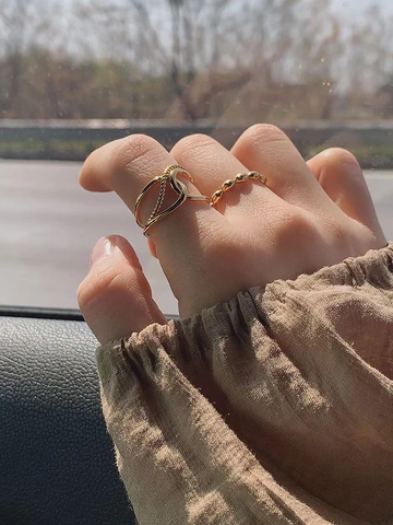 925 Sterlingsilber Ring Für Damen Koreanisches Nischendesign 18K Vergoldet Überkreuzt Gedreht Verstellbar Ring Schmuck