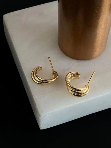 Boucles d'Oreilles Clous Forme C Multicouches en Argent Sterling S925 pour Femmes Design Géométrique Or Argent Bijoux Quotidiens