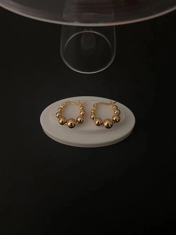 French Ins Style 925 Sterling Silver Geometric Round Bead Hoop Earrings For Women Minimalist Beaded Hoop Earrings