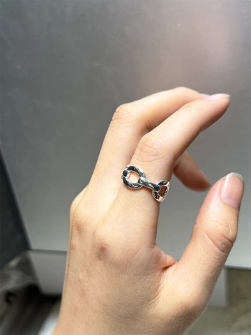 Korean Style 925 Sterling Silver Chain Open Ring For Women Minimalist Adjustable Hollow Link Band Ring INS Fashion Jewelry Gift
