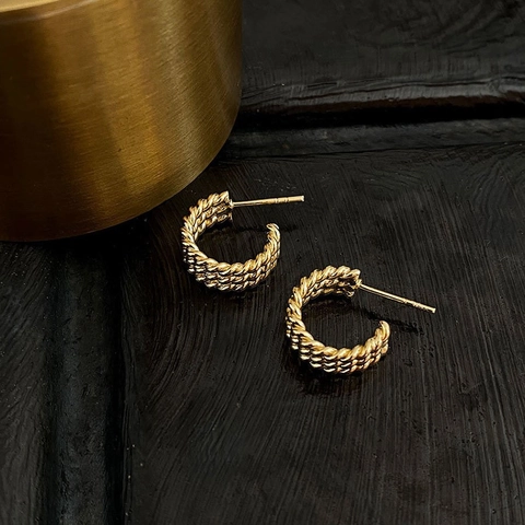 Franse Vintage 925 Sterling Zilveren Multi Layer Twist Oorringen Voor Vrouwen Koreaanse Eenvoudige Geometrische Oorknopjes