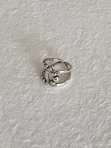 925 Sterlingsilber Gewebter Offener Ring Für Damen Vintage Thai Silber Veraltet Perle Einstellbarer Geometrischer Modeschmuck Ring