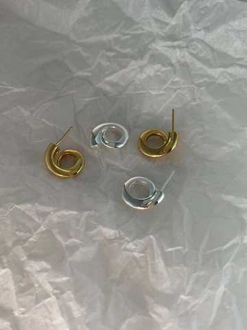 Pendientes de Botón Geométricos Retorcidos de Plata de Ley 925 para Mujer Joyería Minimalista Chapada en Oro y Plata