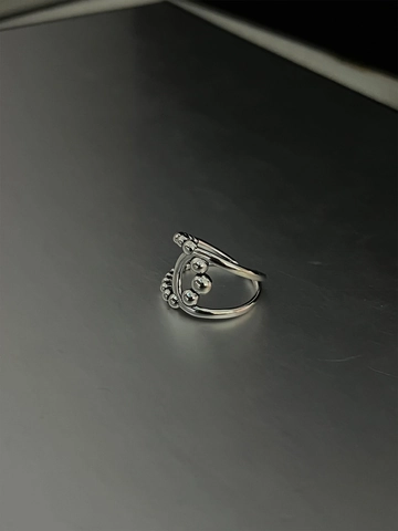925 Sterlingsilber Gewebter Offener Ring Für Damen Vintage Thai Silber Veraltet Perle Einstellbarer Geometrischer Modeschmuck Ring
