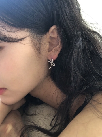 925 Sterling Silver Bowknot Stud Earrings Women Korean Minimalist Twisted Rope Bow Earrings Gold Silver Jewelry Gift