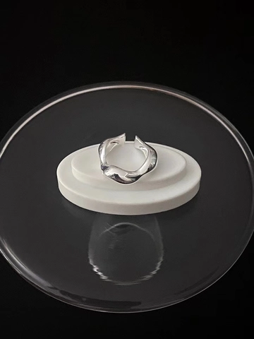 925 Sterlingsilber Wave Offener Ring Für Damen Minimalistisch Unregelmäßige Fluid-Textur Verstellbar Niche Design Modeschmuck