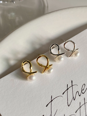 925 Sterling Zilveren Knoop Oorbellen Met Zoetwaterparels Minimalistische Franse Stijl Goud Zilver Verguld Sieraden Cadeau