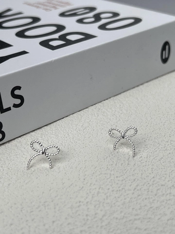 925 Sterling Silver Bowknot Stud Earrings Women Korean Minimalist Twisted Rope Bow Earrings Gold Silver Jewelry Gift
