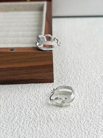 Orecchini a Cerchio Cavi Multistrato in Argento Sterling S925 Orecchini a Linea Geometrica Minimalista da Donna Gioielli