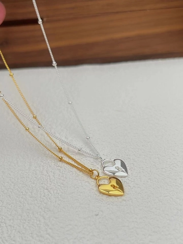 925 Sterling Silver Heart Padlock Pendant Necklace For Women Minimalist Satellite Beaded Chain Clavicle Neck Jewelry
