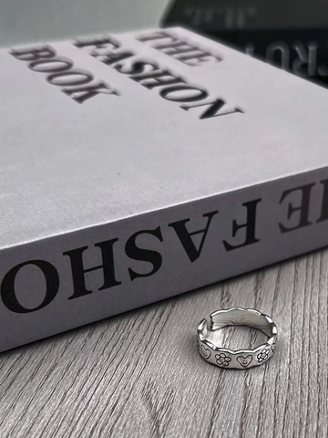Vintage 925 Sterlingsilber Offener Ring Für Damen Retro Herz Lächeln Gesicht Blume Muster Verstellbar Silber Fingerring Mode Schmuck Geschenk