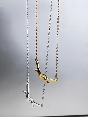 Collana Minimalista con Pendente a Nodo in Argento Sterling 925 per Donna Collane a Doppio Strato Geometriche Regolabili Gioielli