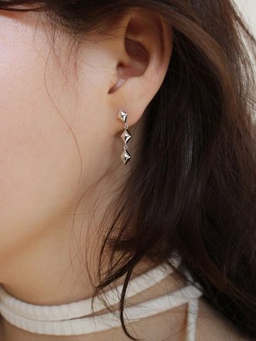 925 Sterling Silver Rhombus Geometric Long Drop Stud Earrings For Women Minimalist Dangle Earrings Jewelry Silver Gold