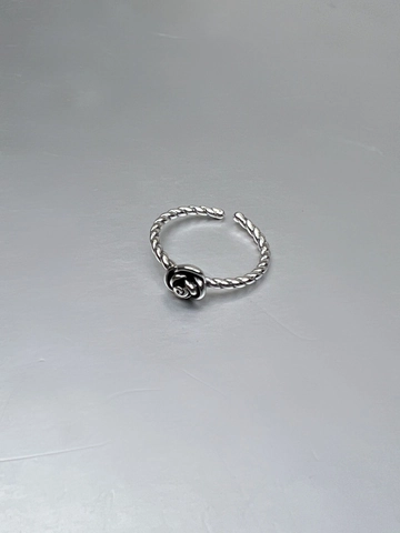 Anello Aperto in Argento Sterling S925 con Fiore di Rosa per Donna Vintage Trama a Corda Regolabile Argento Thai Gioielli Stile Ins