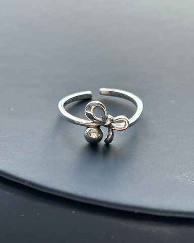 S925 Sterlingsilber Schleife Thai-Silber Offener Verstellbarer Ring Für Damen Unregelmäßiges Design INS-Stil Trendiger Fingerschmuck